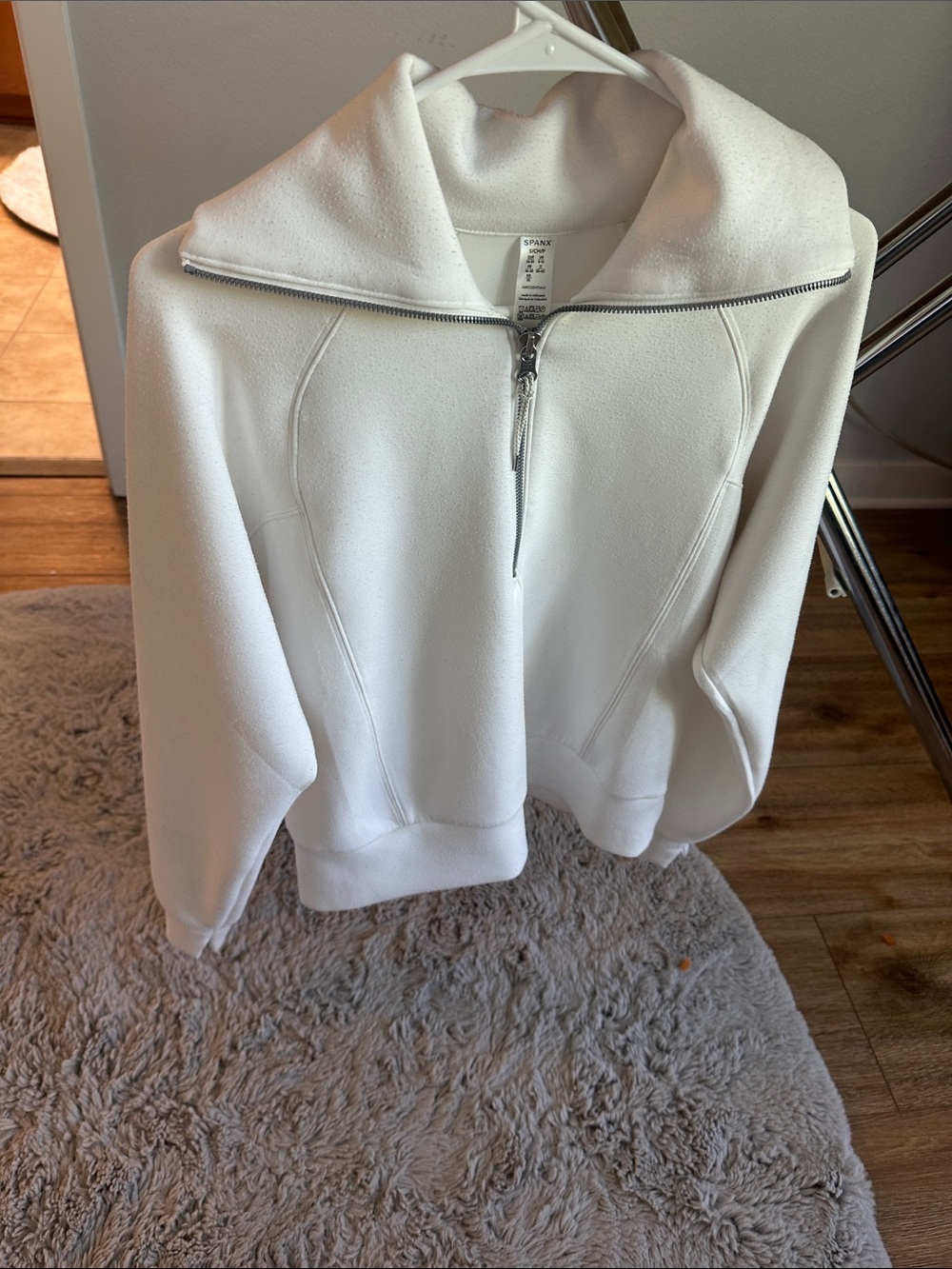 SPANX White Half-Zip Funnel Neck Jacket